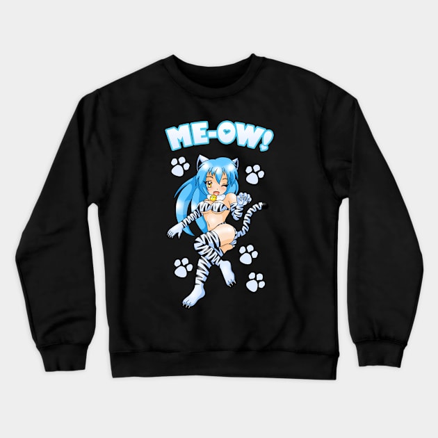 Me-Ow Catgirl Crewneck Sweatshirt by wildsidecomix